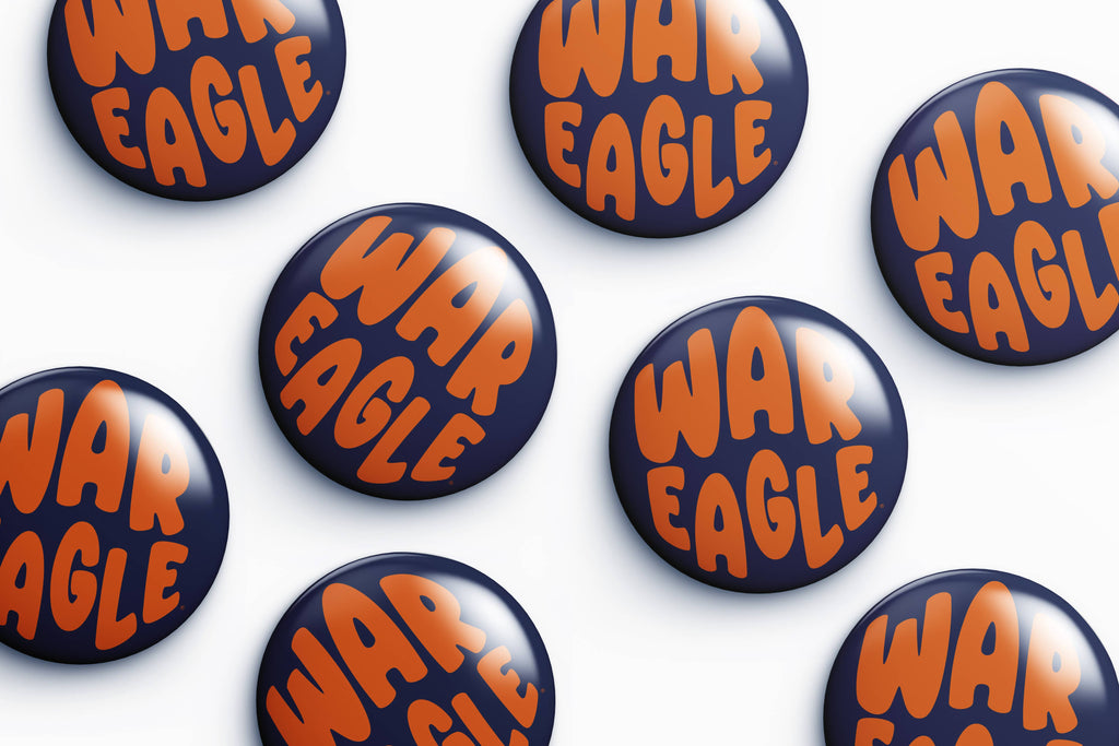 Auburn War Eagle Bubble Letter Button