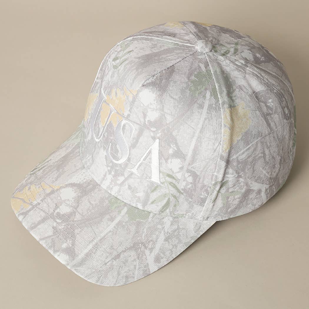 USA Letter Embroidery Camo Print Baseball Cap