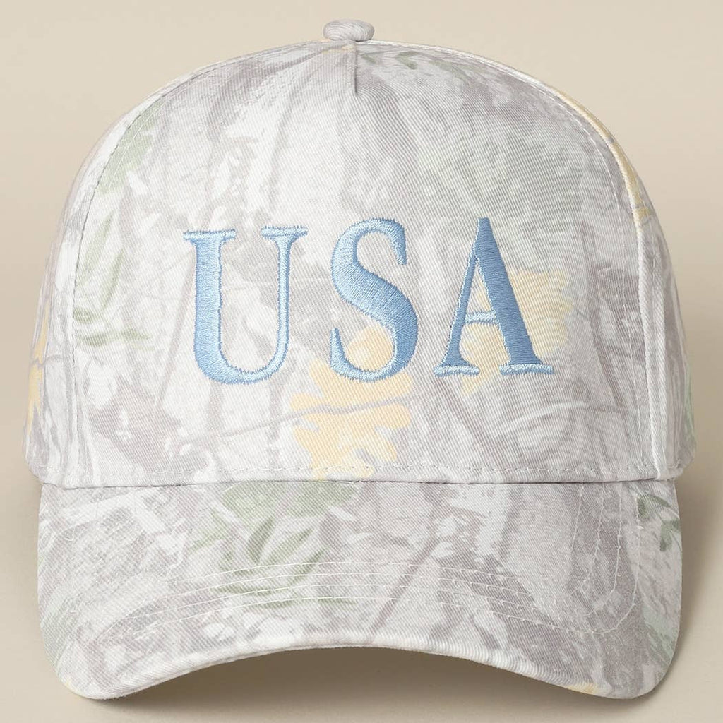USA Letter Embroidery Camo Print Baseball Cap