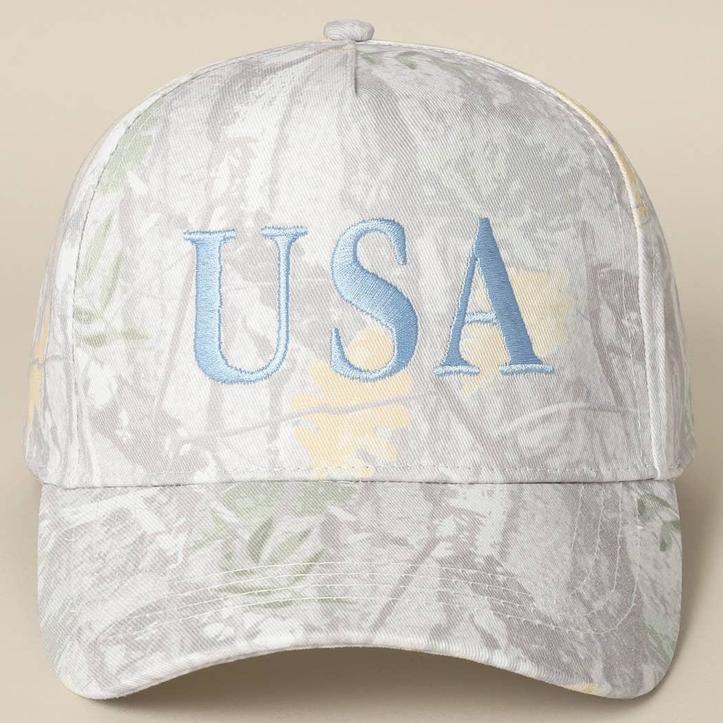 USA Letter Embroidery Camo Print Baseball Cap