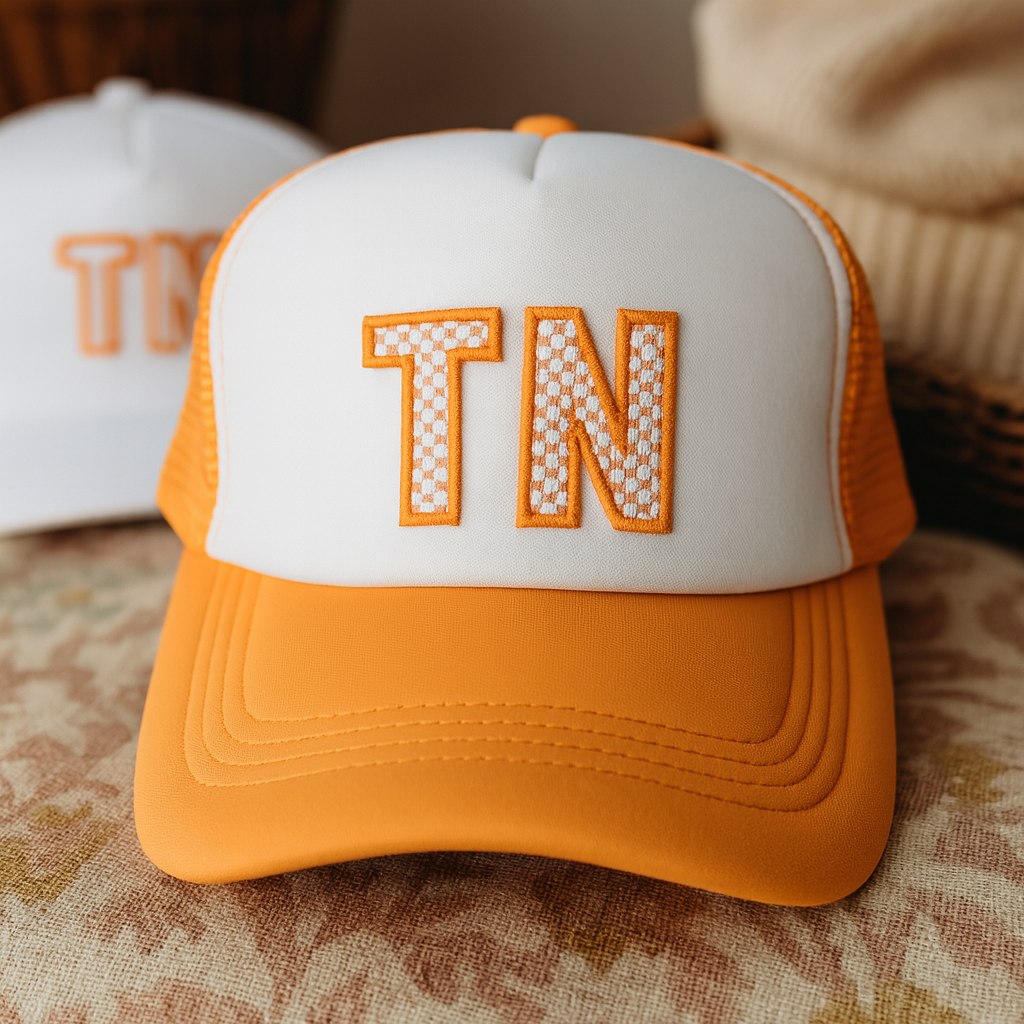 TN Checkerboard Patch Hat – Tennessee Gameday Trucker Cap (3