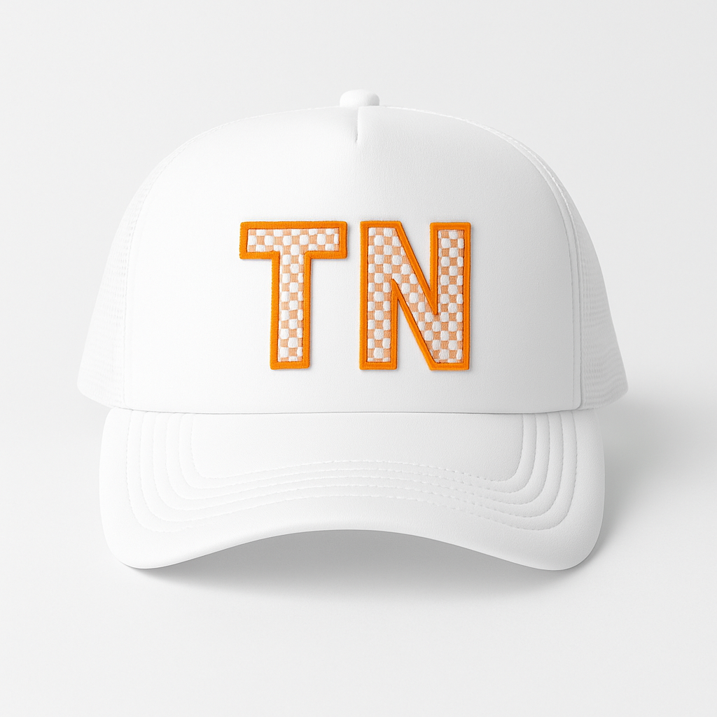 TN Checkerboard Patch Hat – Tennessee Gameday Trucker Cap (3