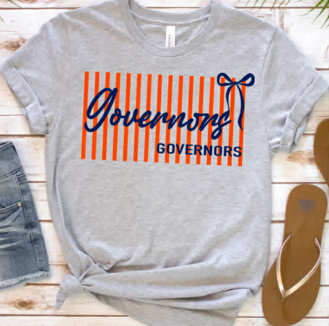 Governors Pinstripe/Bow Mascot Tee