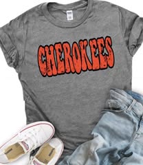 Cherokees Distressed Mascot Short Sleeve Tee