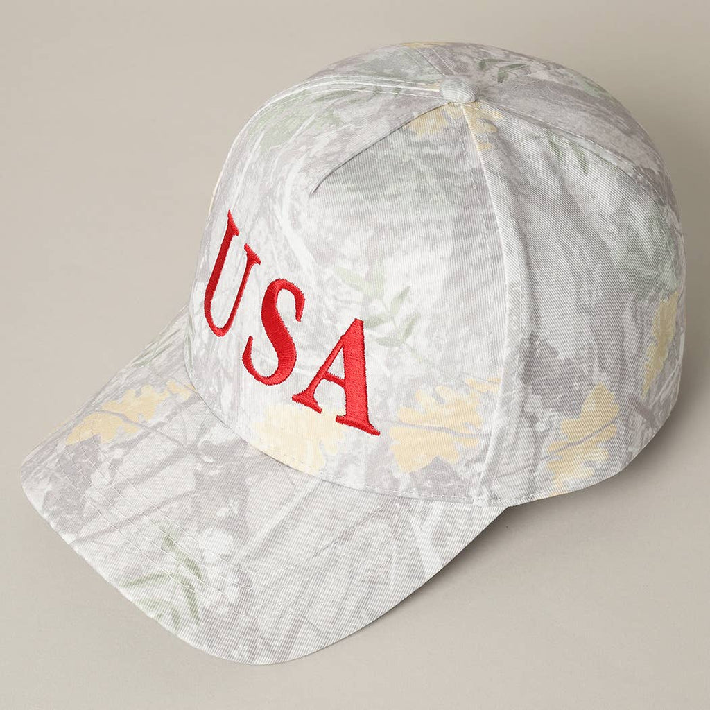 USA Letter Embroidery Camo Print Baseball Cap