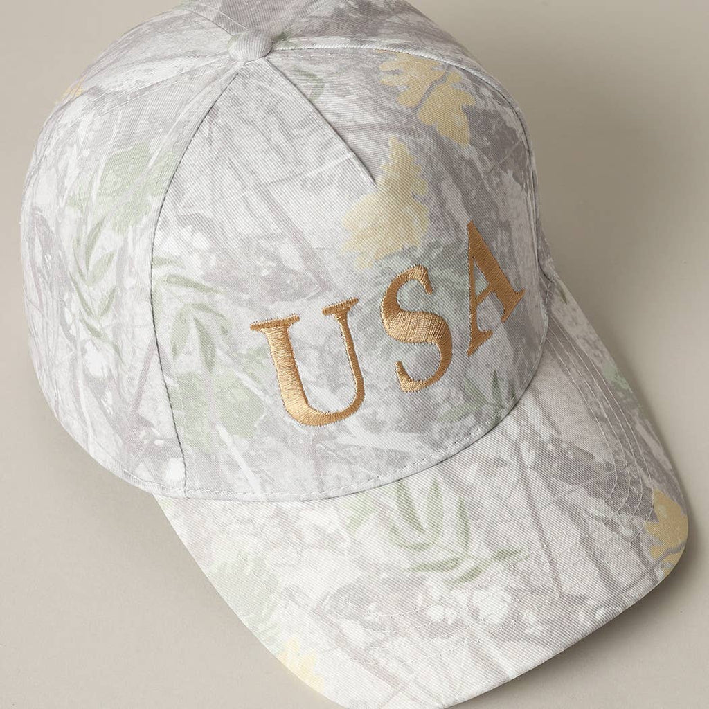 USA Letter Embroidery Camo Print Baseball Cap