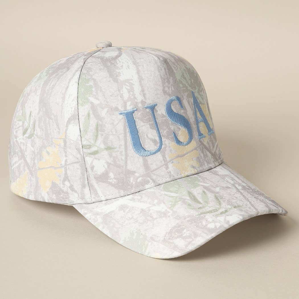 USA Letter Embroidery Camo Print Baseball Cap