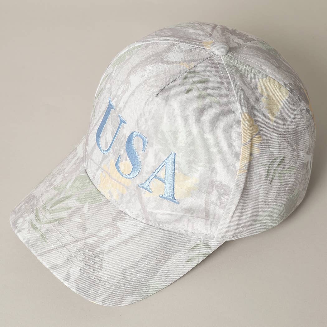 USA Letter Embroidery Camo Print Baseball Cap