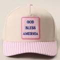GOD BLESS AMERICA Embroidered Patch Gingham Trucker Hat