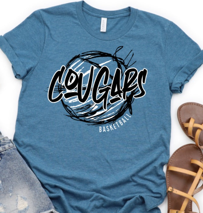 Cougar Basketball Scribble Tee
