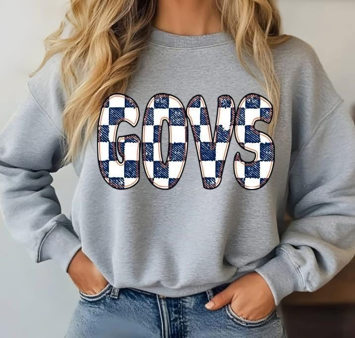 Checkered Bubble Letter GOVS
