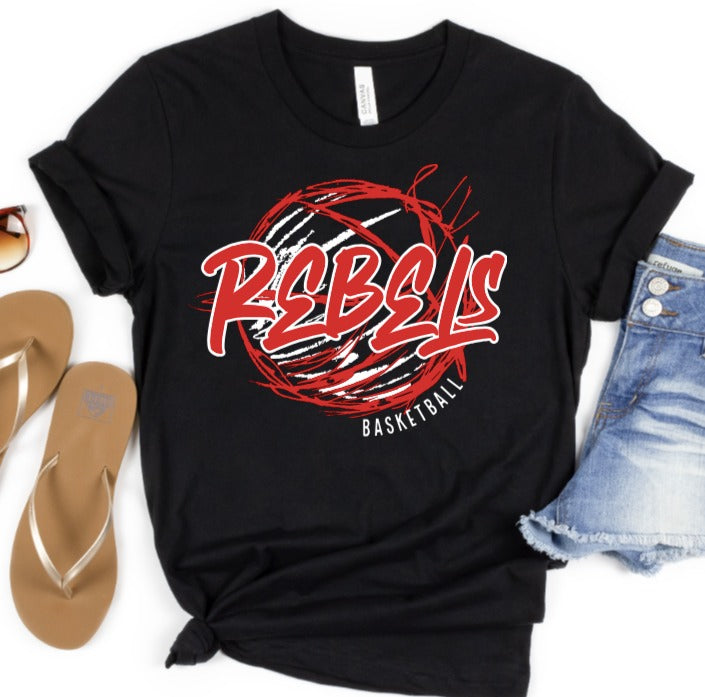 Rebels Basketball Scribble Tee
