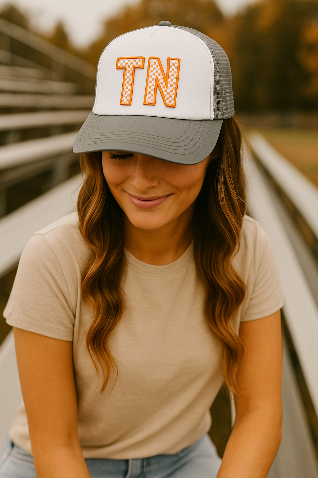 TN Checkerboard Patch Hat – Tennessee Gameday Trucker Cap (3