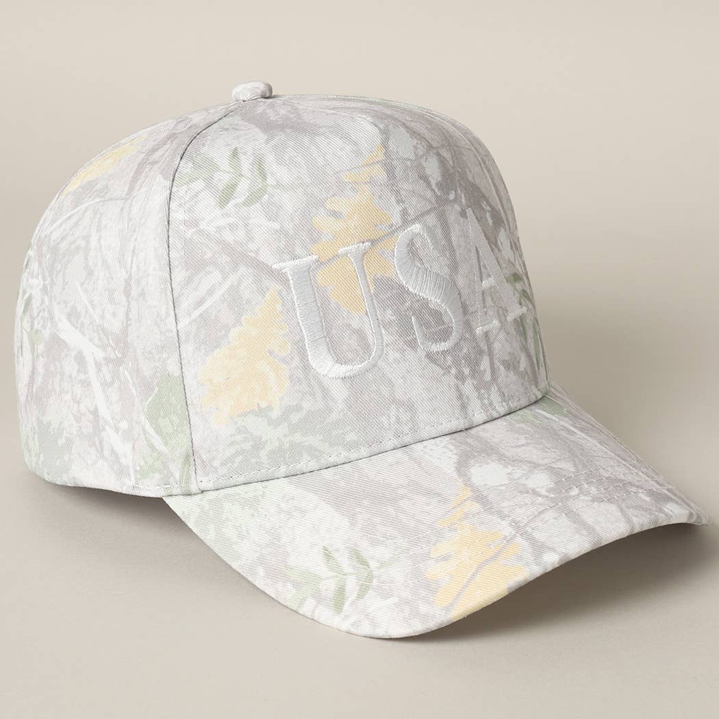 USA Letter Embroidery Camo Print Baseball Cap