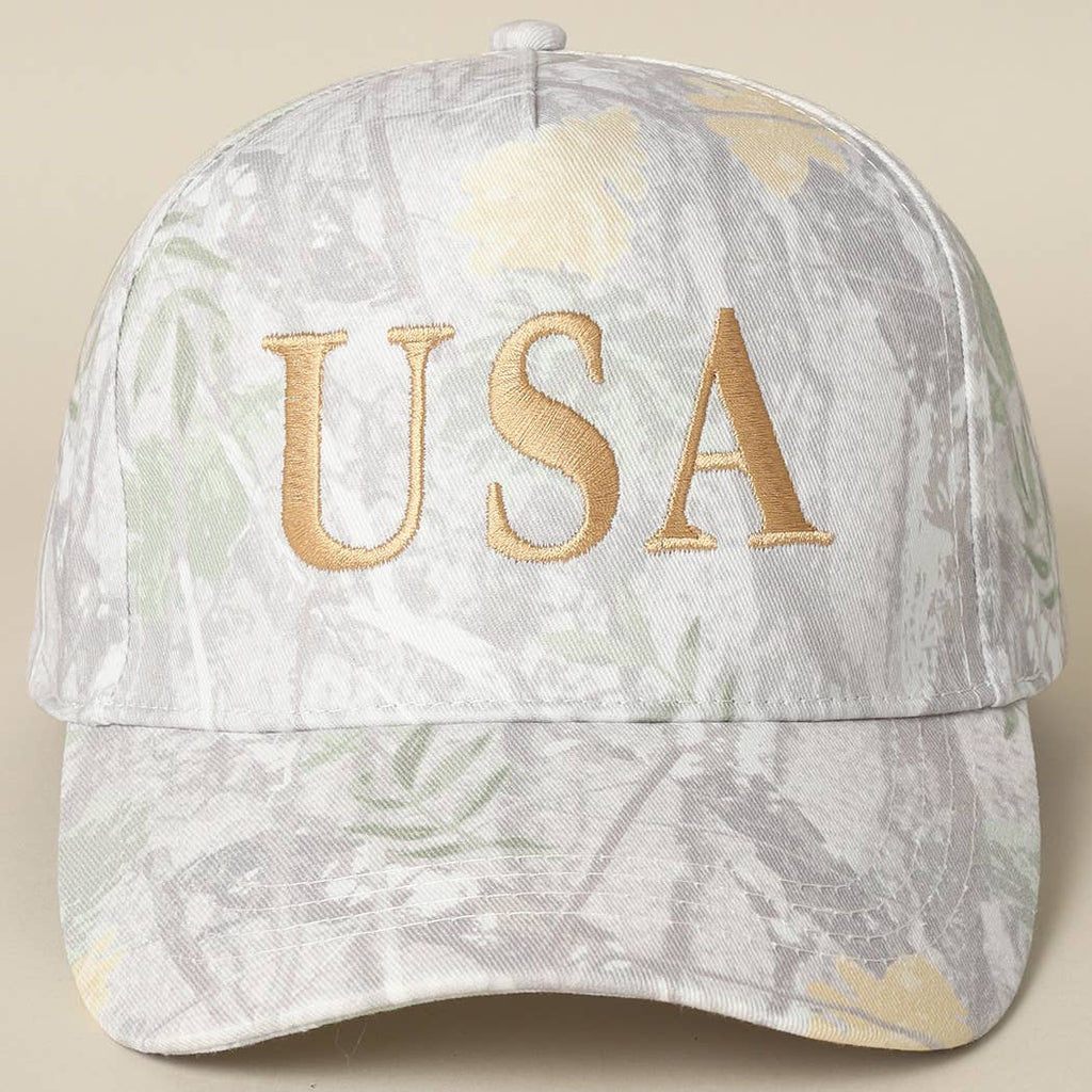 USA Letter Embroidery Camo Print Baseball Cap