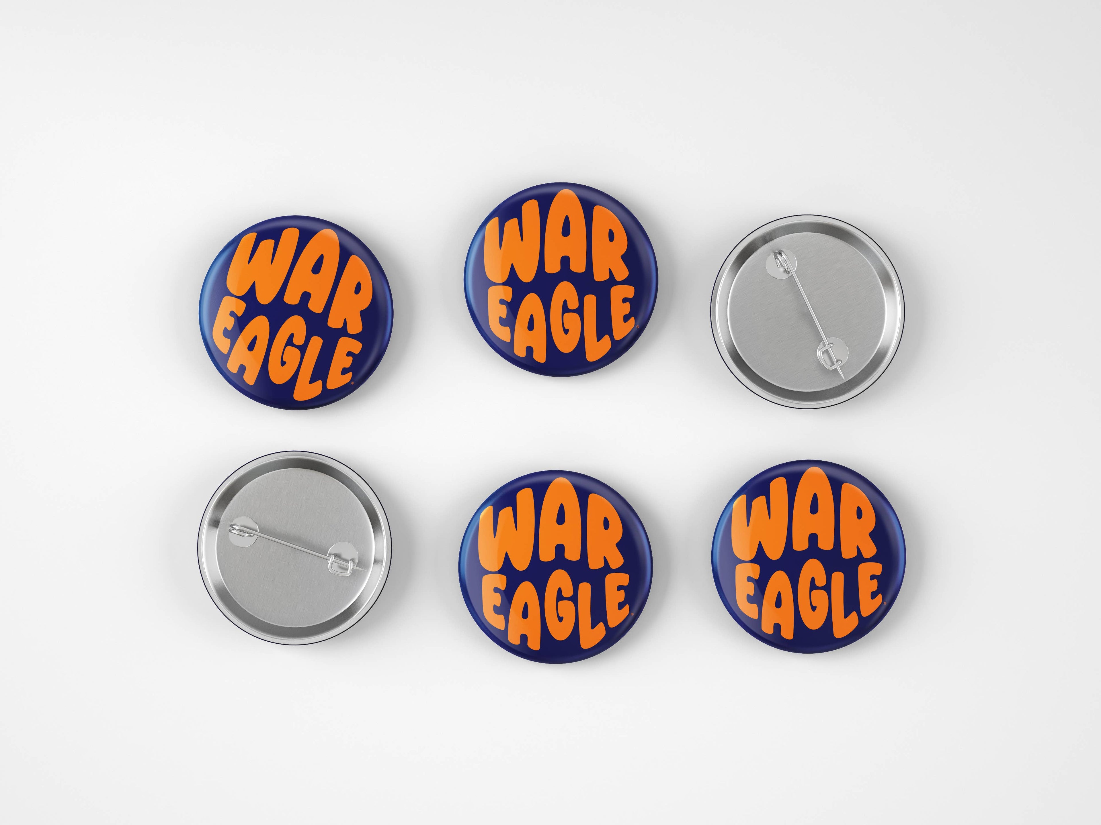 Auburn War Eagle Bubble Letter Button